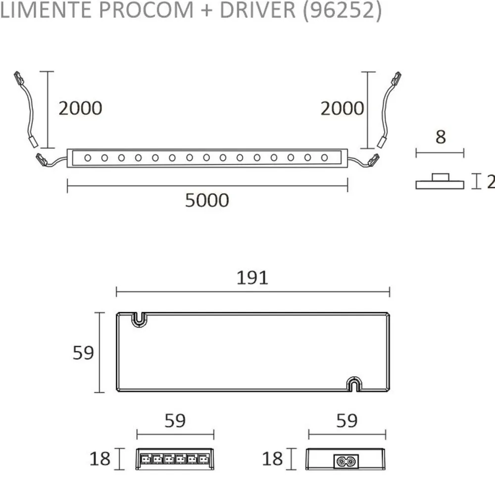 LED-valonauha + virtalähde KIT-PROCOM, 5m*Limente Outlet