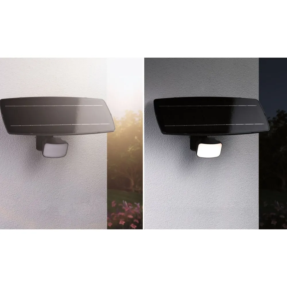 LED-valonheitin aurinkokennolla Solar Flotas, hämäräohjattu liiketunnistin (HF), IP65, 3000K, 700lm, antrasiitti*Paulmann Clearance