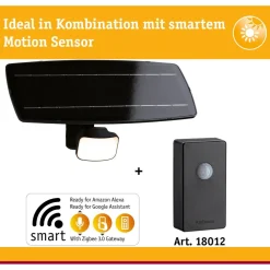 New LED-valonheitin aurinkokennolla Solar Smart Home Zigbee 3.0 Flotas, IP65, 3000K, 700lm, antrasiitti Puutarhavalaisimet
