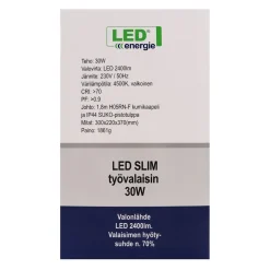 LED-valonheitin Slim, 30W, H-jalustalla, 2400lm, 4500K, IP44*LED Energie Discount