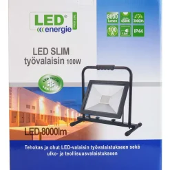 LED-valonheitin Slim, 100W, H-jalustalla, 8000lm, 4500K, IP44*LED Energie Discount