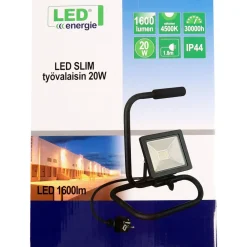 LED-valonheitin Slim, 20W, S-jalustalla, 2000lm, 4500K, IP44*LED Energie Online