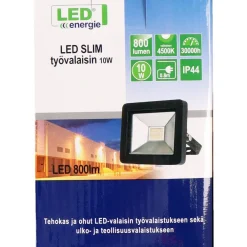 New LED-valonheitin Slim, 10W, 1000lm, 4500K, IP44 Valonheittimet