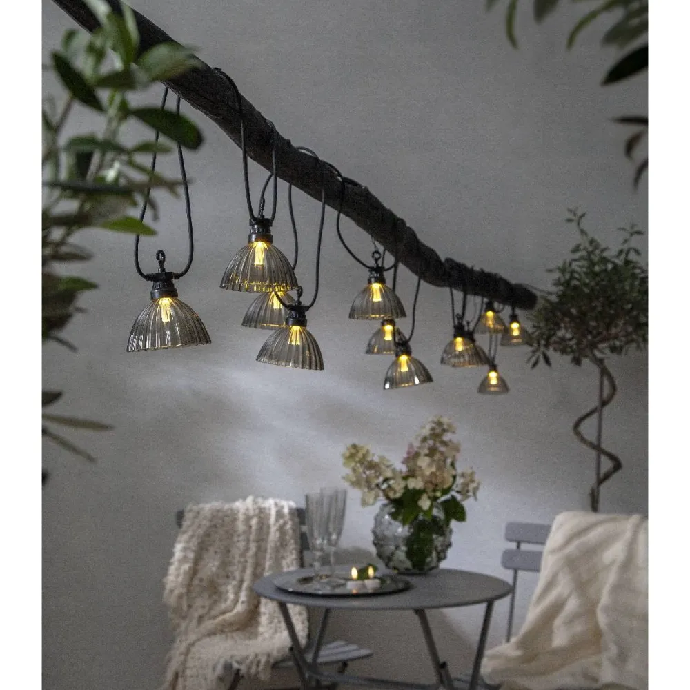 Outlet LED-valosarja Circus Shade 12-osainen 495cm harmaa Jouluvalot Ja Koristevalot