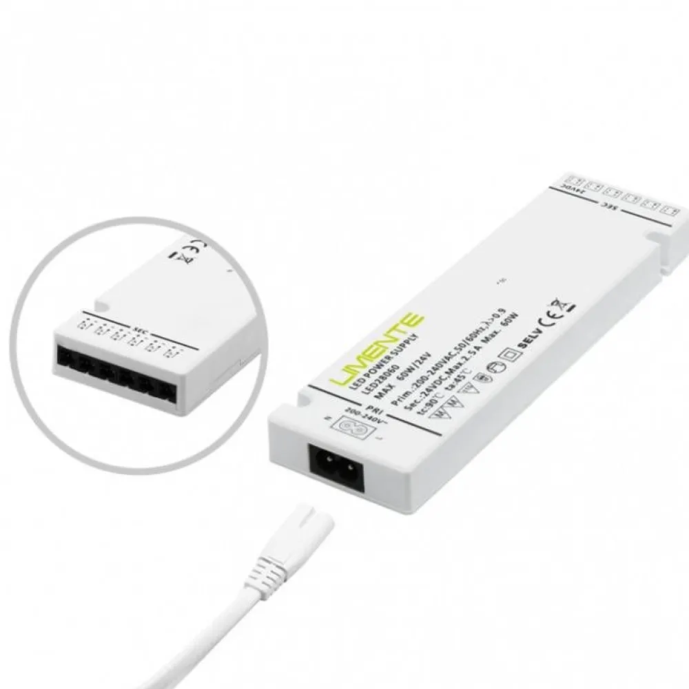 LED-virtalähde 24V 60W integroidut liittimet*Limente