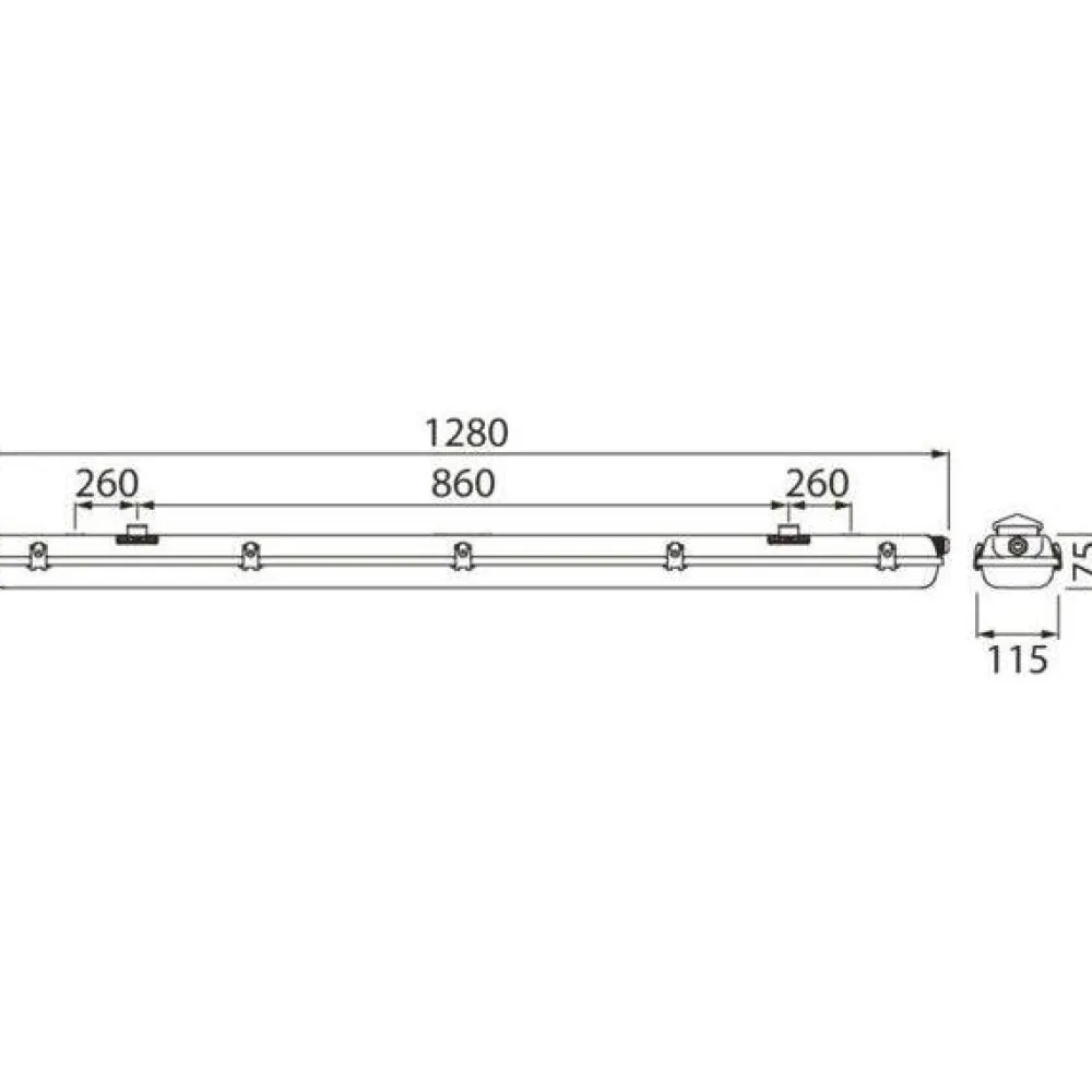 LED-yleisvalaisin Generic IP65 2x18W 1280mm valkoinen*Airam Outlet