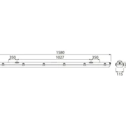 New LED-yleisvalaisin Generic IP65 2x24W 1580mm valkoinen Julkisten Tilojen Valaisimet|Yleisvalaisimet