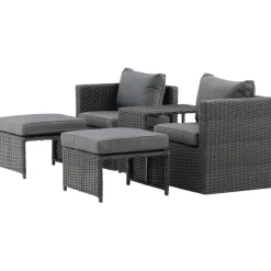 Hot Lepotuolisetti Quad harmaa Polyrottinkikalusteet