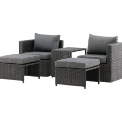 Hot Lepotuolisetti Quad harmaa Polyrottinkikalusteet