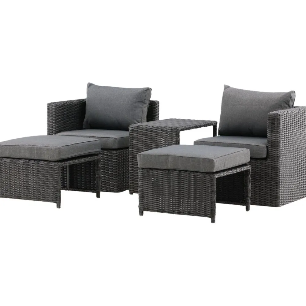 Hot Lepotuolisetti Quad harmaa Polyrottinkikalusteet