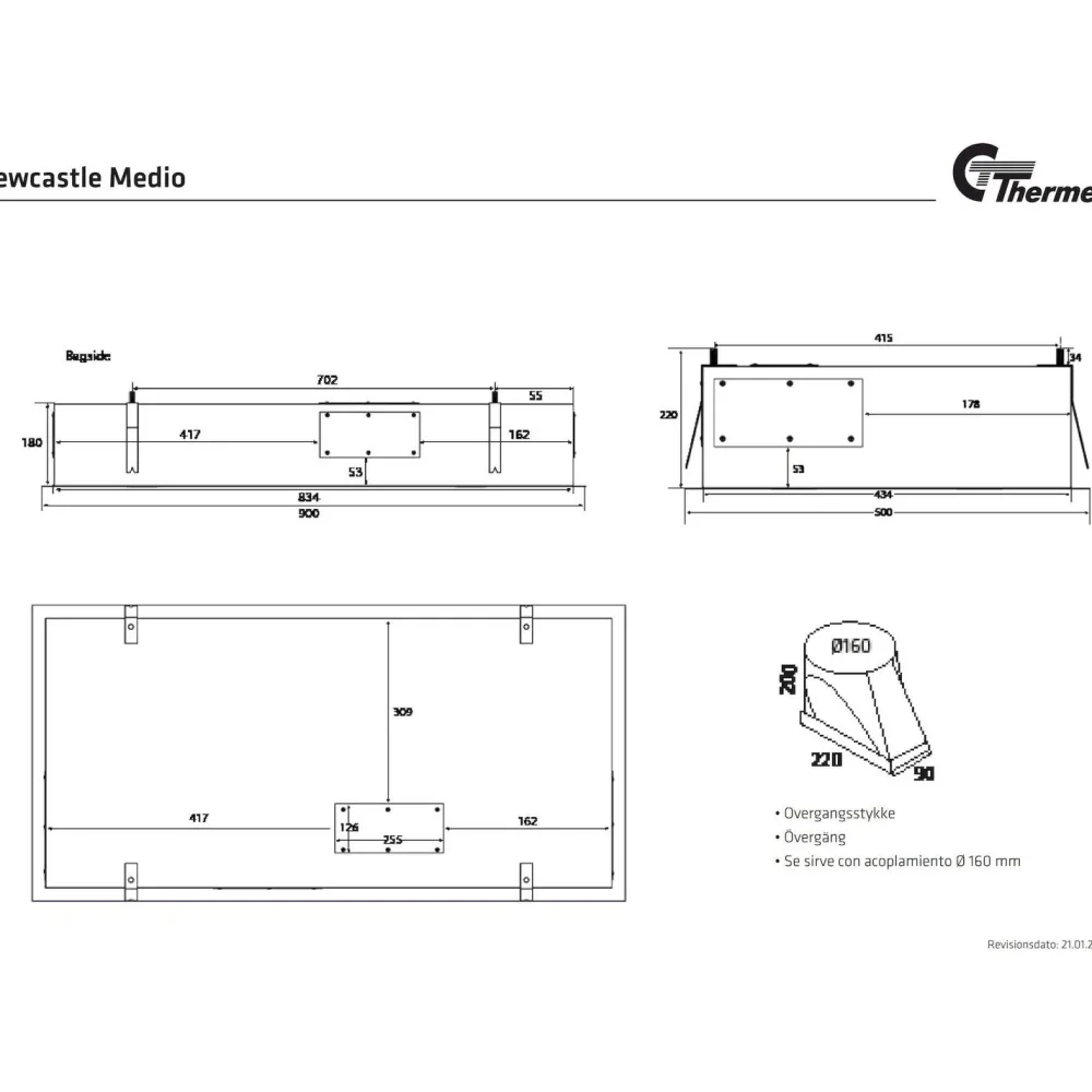 Clearance Liesikupu Newcastle Medio 900 mm ulkoiselle moottorille valkoinen Kattoliesituulettimet