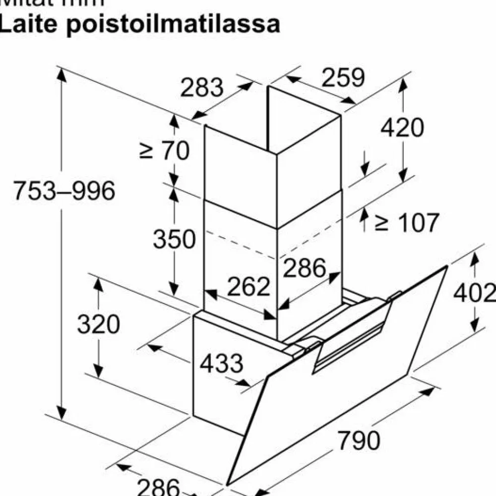 Liesituuletin Serie 4 DWK87FN60 80cm musta*Bosch New