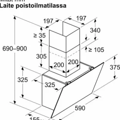 Liesituuletin iQ100 LC65KDK60 60cm musta lasi*Siemens