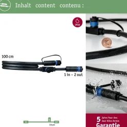 Hot Liitäntäkaapeli Plug & Shine ulkovalaistukseen IP68 musta, eri pituuksia Ulkovalaisintarvikkeet