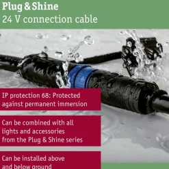 Hot Liitäntäkaapeli Plug & Shine ulkovalaistukseen IP68 musta, eri pituuksia Ulkovalaisintarvikkeet