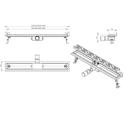 Best Linjalattiakaivo 740x110mm seinäkiinnikkeellä teräs Lattiakaivot