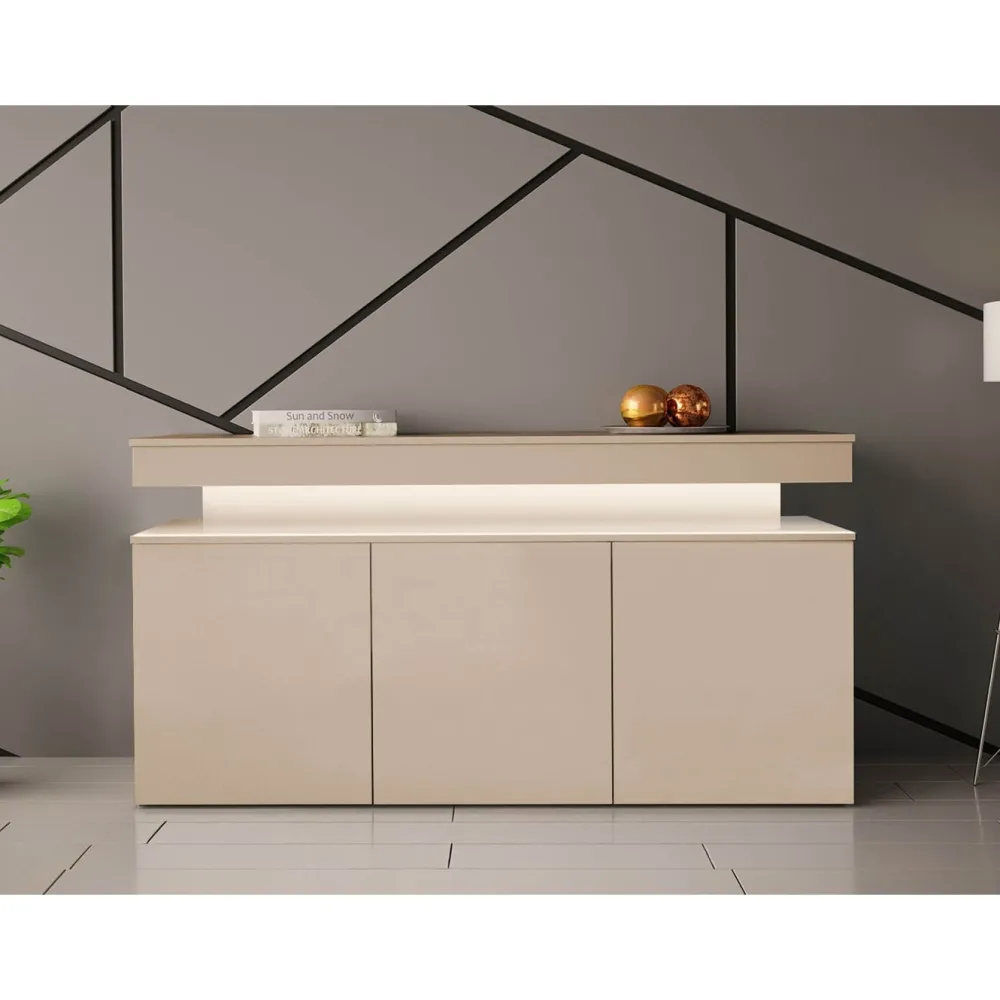 Lipasto 3D 160 GLOSSA 08, LED-valaistuksella, 83x160cm, beige*Nomla Discount