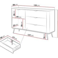 Lipasto 1D3S LANTE, 82x138cm, musta*Nomla Outlet