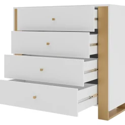 New Lipasto 4SZ LOUTIO, 94x100cm, valkoinen/kulta Lipastot