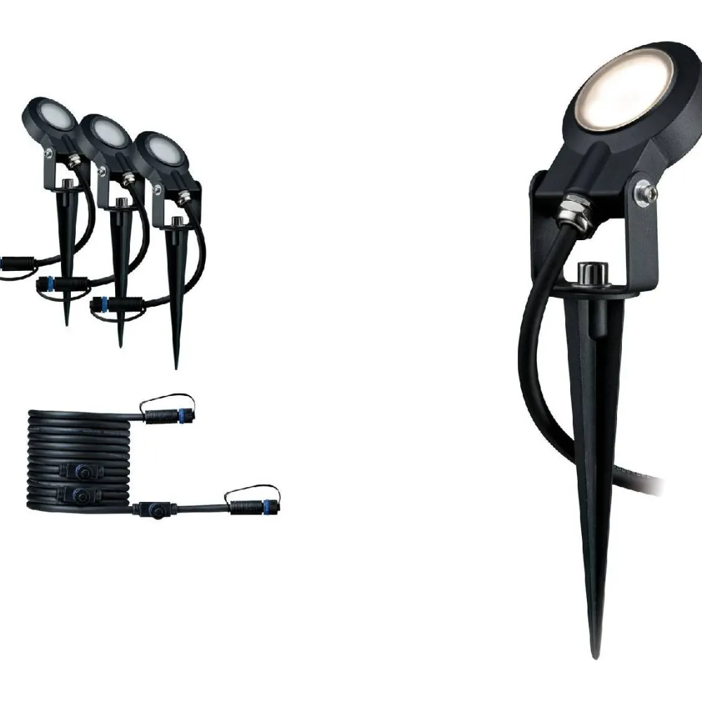 Lisäsarja Plug & Shine ulkospoteille IP67 3-osainen musta*Paulmann Discount