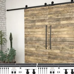 Liukuoven asennussarja 2kpl 200cm teräs musta Liukuovet|Liukuovet
