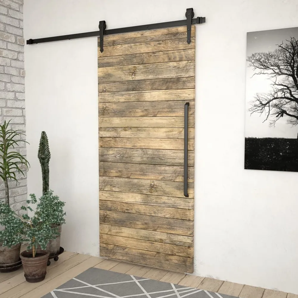 Clearance Liukuoven asennussarja teräs 200 cm musta Liukuovet|Liukuovet