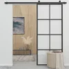 Outlet Liukuovi alumiini ja ESG-lasi 83x205 cm musta Liukuovet|Sisäovet