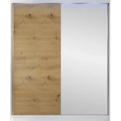 Clearance Liukuovivaatekaappi CAMINO I, LED-valaistuksella, peilillä, 150x200cm Liukuovikaapit