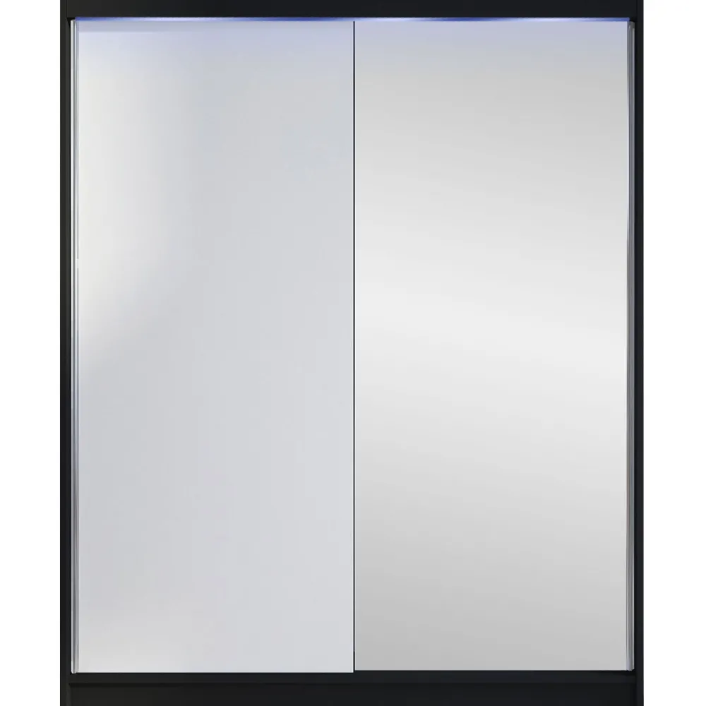 Clearance Liukuovivaatekaappi CAMINO I, LED-valaistuksella, peilillä, 150x200cm Liukuovikaapit