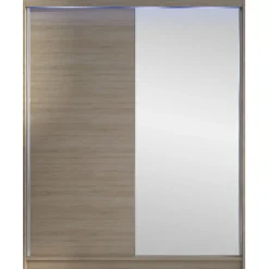 Clearance Liukuovivaatekaappi CAMINO I, LED-valaistuksella, peilillä, 150x200cm Liukuovikaapit