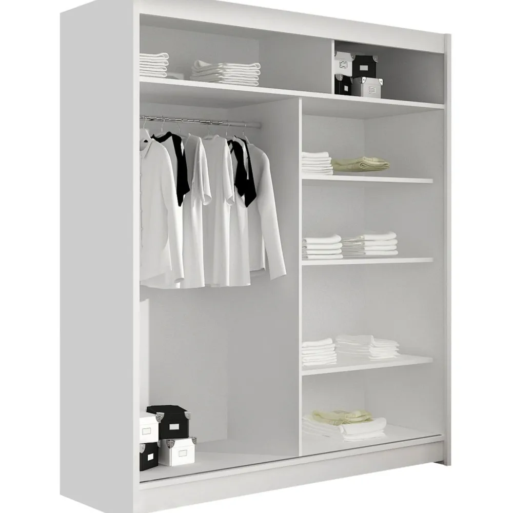 Clearance Liukuovivaatekaappi CAMINO I, LED-valaistuksella, peilillä, 150x200cm Liukuovikaapit