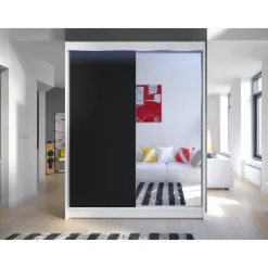 Clearance Liukuovivaatekaappi CAMINO I, LED-valaistuksella, peilillä, 150x200cm Liukuovikaapit