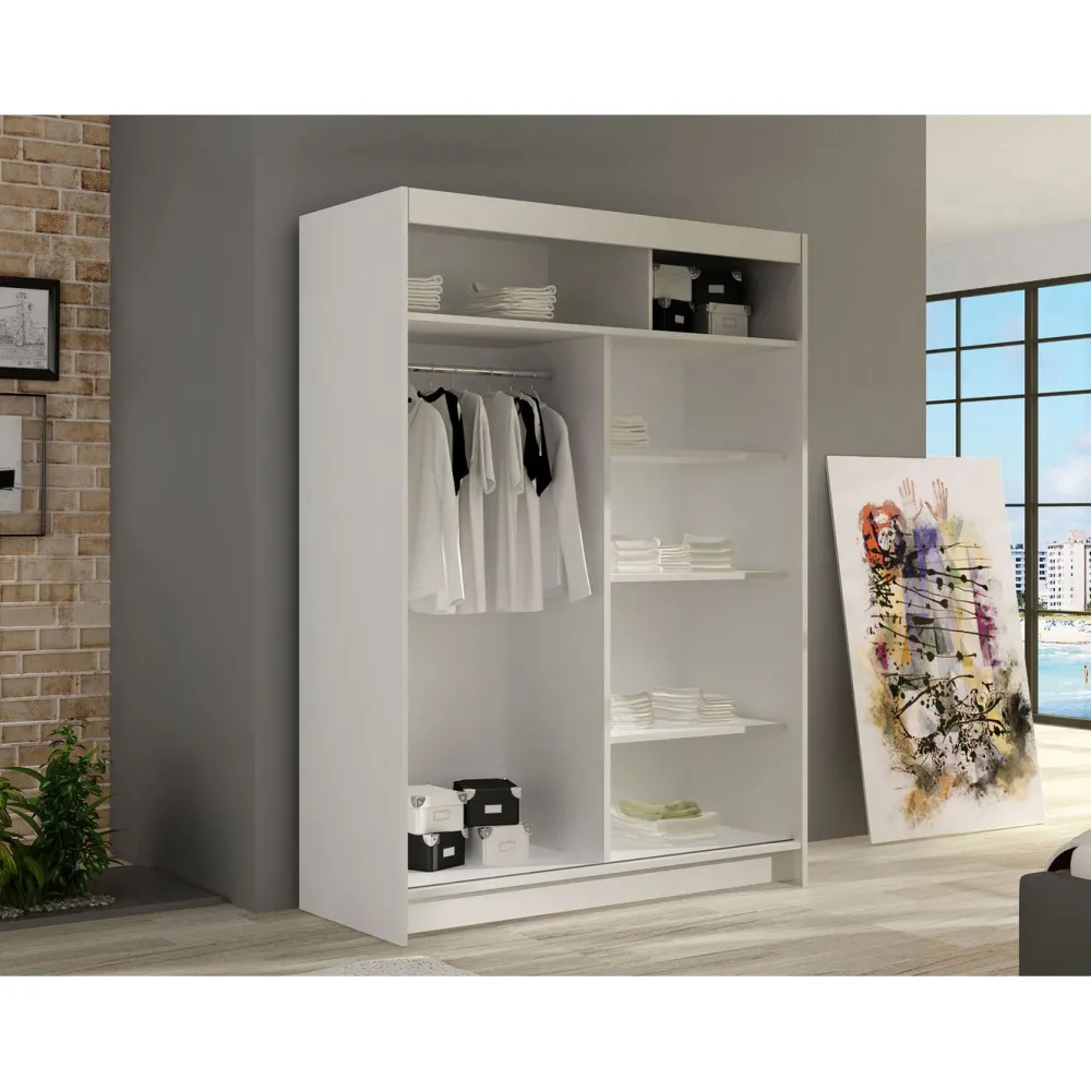 Liukuovivaatekaappi MIAMI / ALDO VI, LED-valaistuksella, peilillä, 120x200cm*Nomla Online