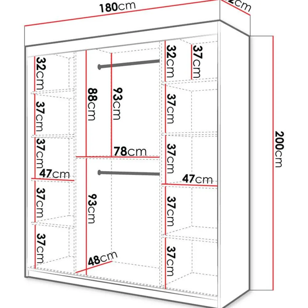 Liukuovivaatekaappi RIFLO SLIM 1 180, 180x200cm*Nomla Online