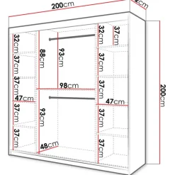 Liukuovivaatekaappi RIFLO SLIM 1 200, 200x200cm*Nomla