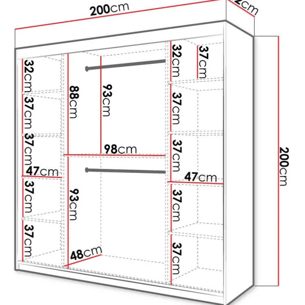 Liukuovivaatekaappi RIFLO SLIM 1 200, 200x200cm*Nomla