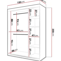 Liukuovivaatekaappi RIFLO SLIM 2 150, 150x200cm*Nomla Hot