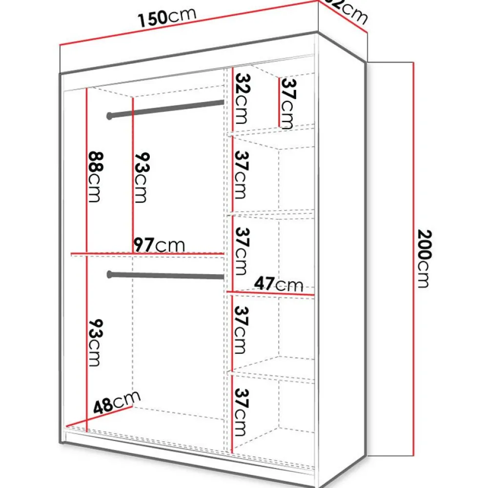 Liukuovivaatekaappi RIFLO SLIM 2 150, 150x200cm*Nomla Hot