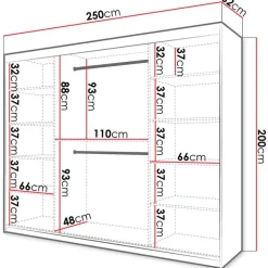 Liukuovivaatekaappi RIFLO SLIM 1 250, 250x200cm*Nomla