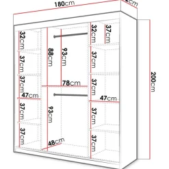 New Liukuovivaatekaappi RIFLO SLIM 2 180, 180x200cm Liukuovikaapit
