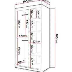 Clearance Liukuovivaatekaappi RIFLO SLIM 2 100, 100x200cm Liukuovikaapit