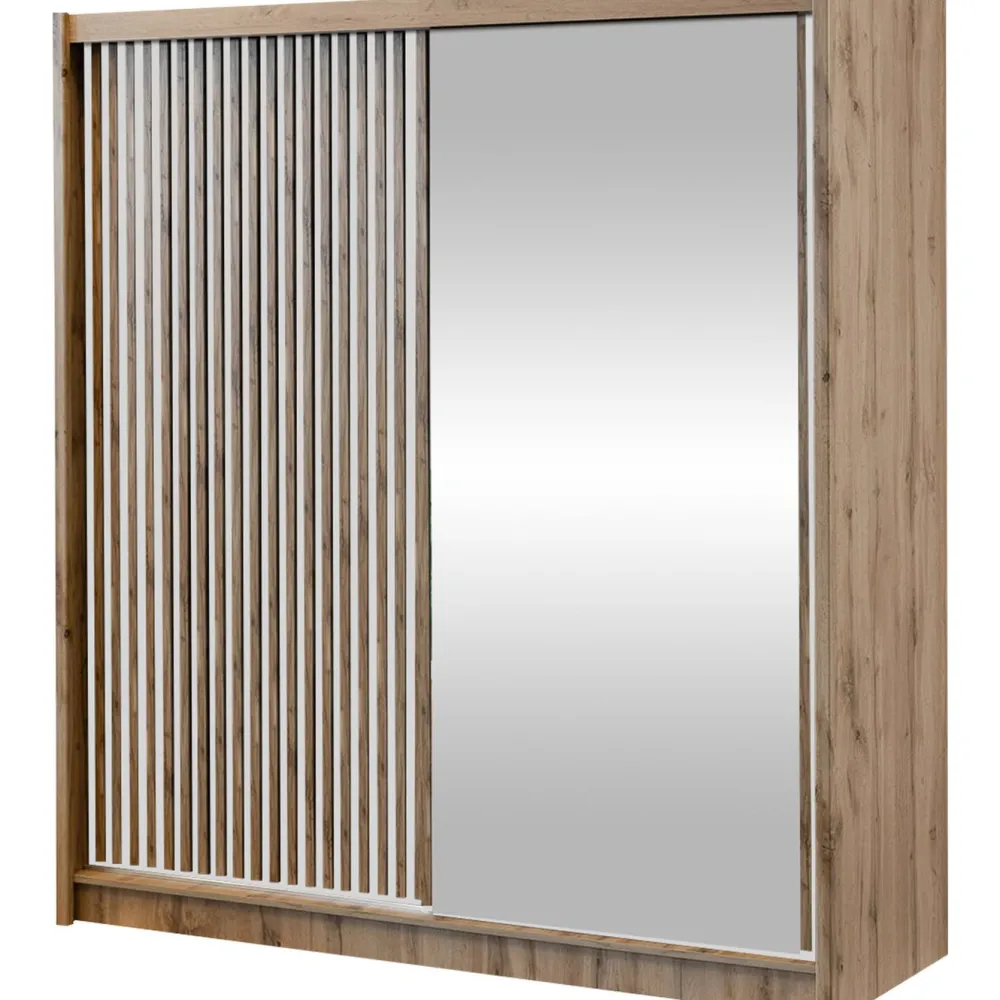 Outlet Liukuovivaatekkaappi LONDON 203 L, 203x215cm, ruskea Vaatekaapit
