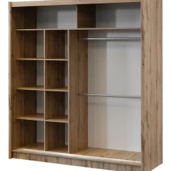 Outlet Liukuovivaatekkaappi LONDON 203 L, 203x215cm, ruskea Vaatekaapit