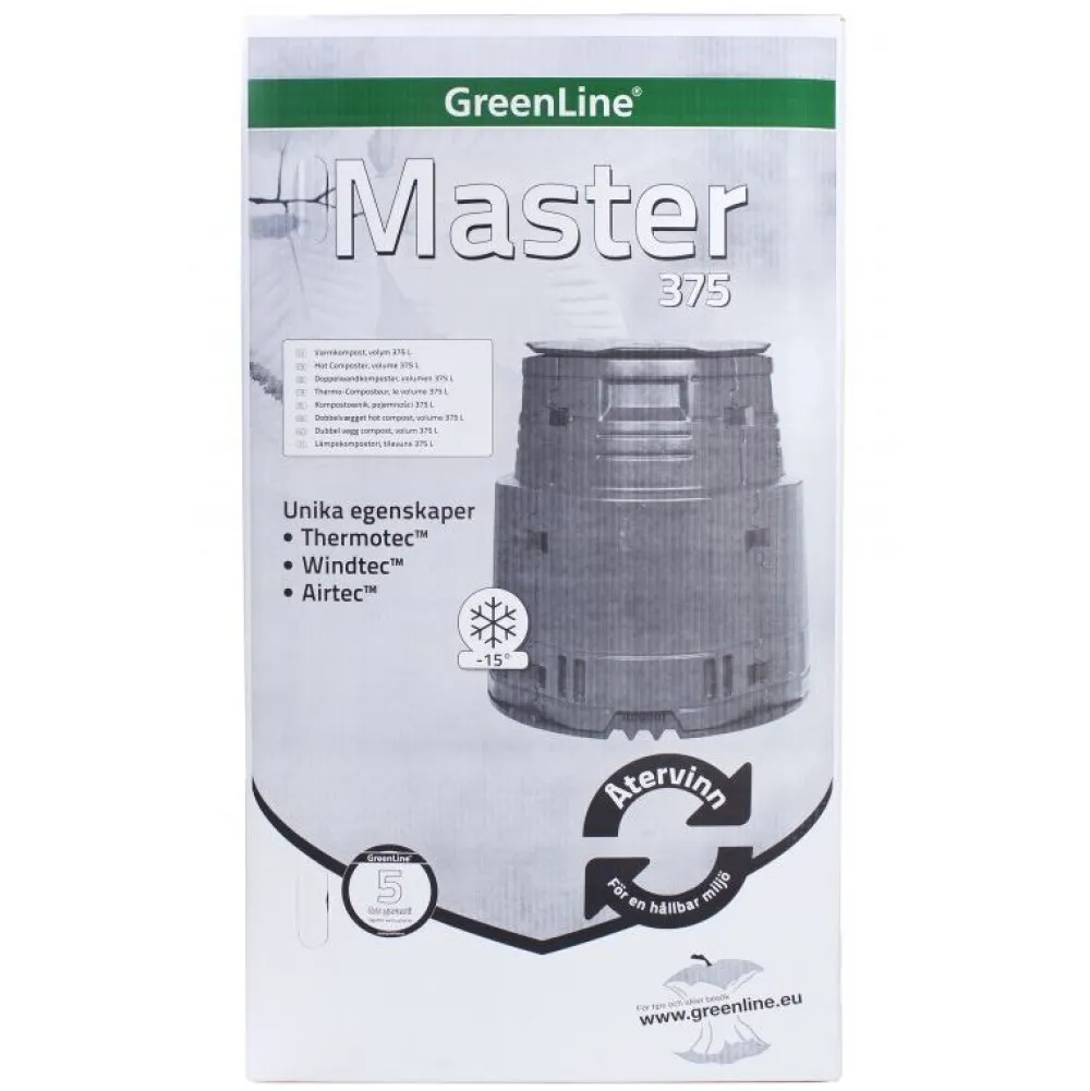 Lämminkomposti Master 375 L -15°C musta*Greenline New