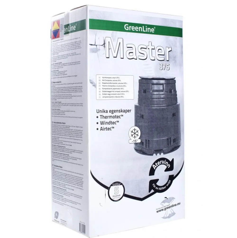 Lämminkomposti Master 375 L -15°C musta*Greenline New