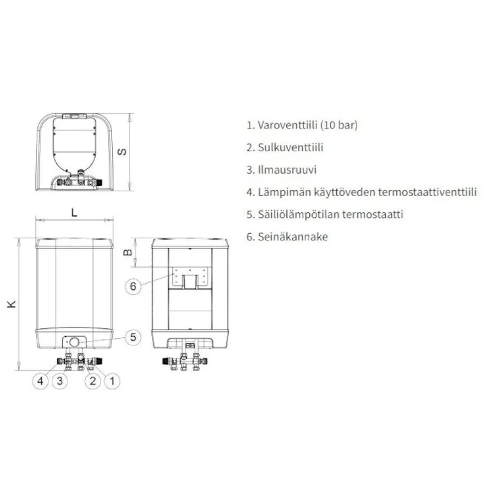 Lämminvesivaraaja VLK 60 2 kW rst 60 l*Jäspi New