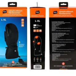 Lämmitettävät rukkaset , 2x5V, 3000mAh, L/XL, musta*Retki Online