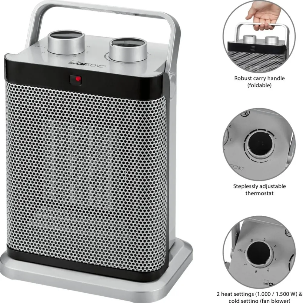 Lämmitin Clatronic HL3631, 1500W, 267x191cm, hopea*Bomann