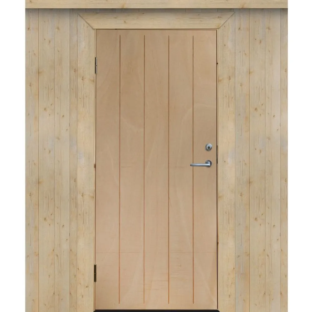 Lämpimän varaston ovi Ljusdal 90x200cm oikea, käsittelemätön urajyrsitty vaneri*JABO Discount