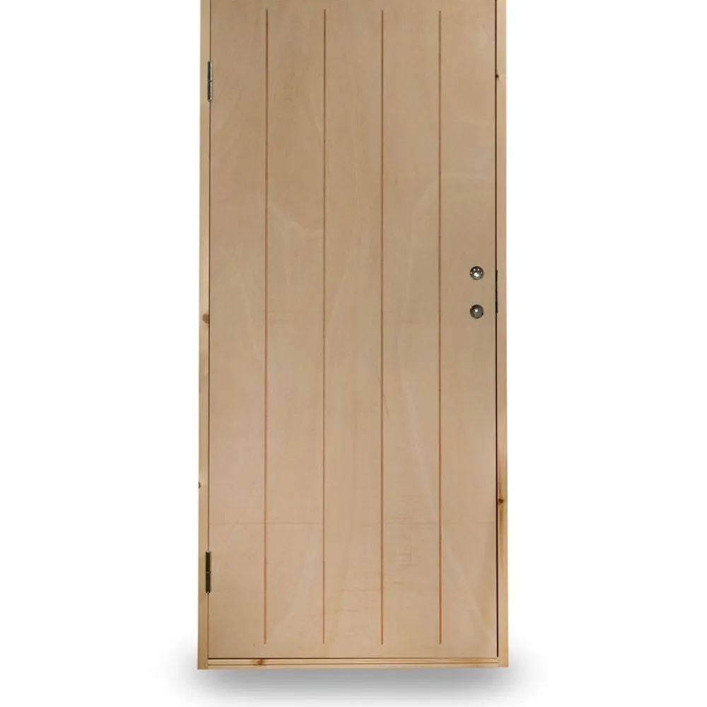 Lämpimän varaston ovi Ljusdal 90x200cm oikea, käsittelemätön urajyrsitty vaneri*JABO Discount